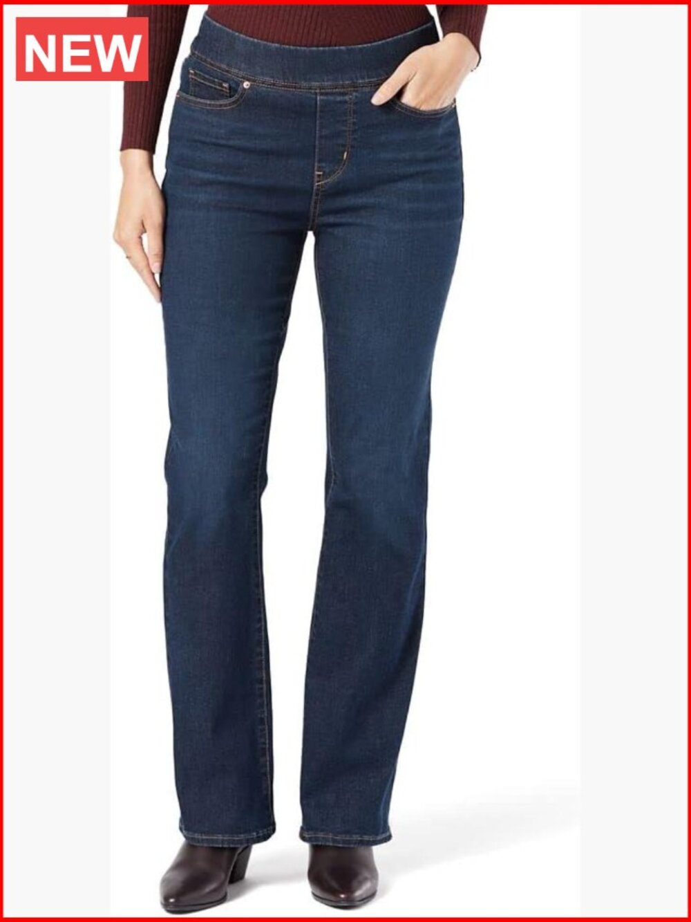 Premium Super-Stretch Denim Bootcut Jeans with Tummy-Smoothing Panel